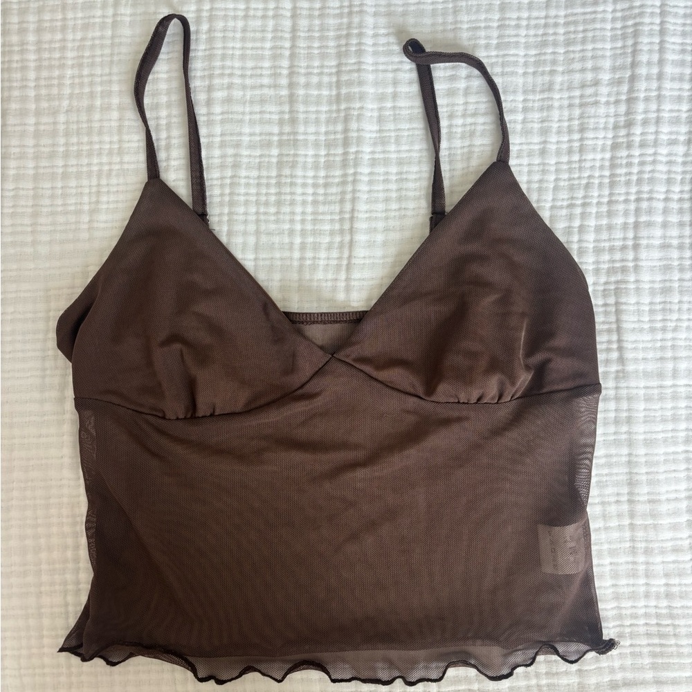 Brown Mesh Top